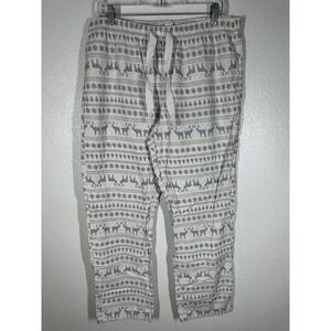 GapBody Pants Womens Large White Gray Fair Isle Reindeer Pajama Lounge Sleep